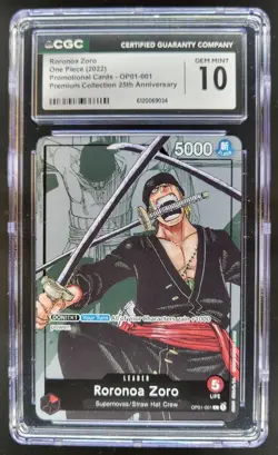 2022 ONE PIECE RORONOA ZORO OP01-001 25TH ANNIVERSARY CGC 10 C PT - Image 1