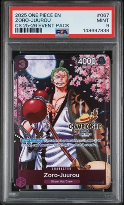 2025 ONE PIECE CHAMP 2025-26 EVENT PACK #067 ZORO-JUUROU PSA 9 - Image 1