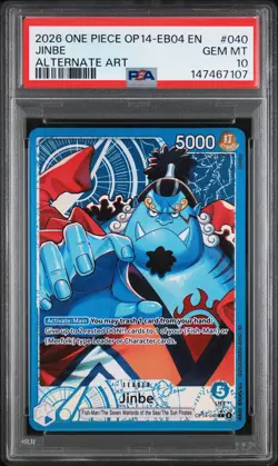 2026 ONE PIECE OP14-EB04-THE AZURE SEA'S SEVEN ALTERNATE ART #040 JINBE PSA 10 - Image 1