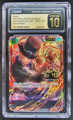 2025 ONE PIECE JAPANESE SABO 3RD ANNIV SECRET RARE OP07-118 CGC 10 PRISTINE B PT - Image 1