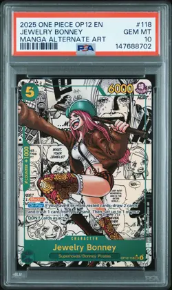2025 ONE PIECE MANGA ALTERNATE ART OP12-118 JEWELRY BONNEY PSA 10 - Image 1