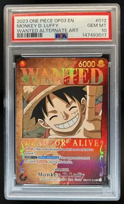 2023 One Piece Pillars Of Strength Monkey D Luffy Wanted Alt Art ST01-012 PSA 10 - Image 1
