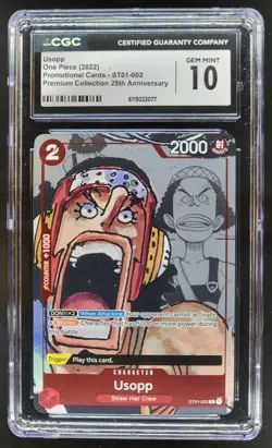 2022 One Piece Premium Card Collection 25th Anniversary Usopp Promos CGC 10 B PT - Image 1