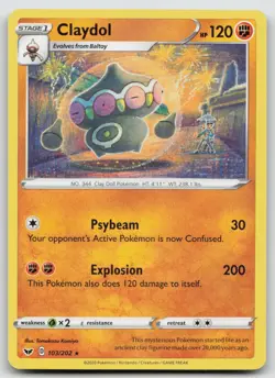Claydol 103/202 SWSH01: Sword & Shield Base Set Rare Pokemon TCG Card - Image 1