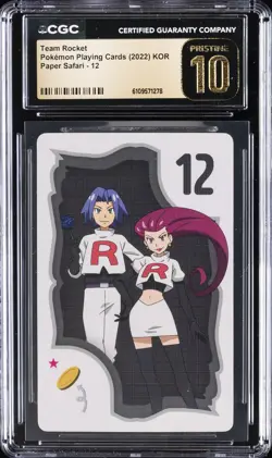 2022 POKEMON PLAYING CARDS KOREAN PAPER SAFARI #12 TEAM ROCKET CGC 10 PERFECT - Image 1