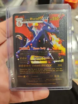 Shining Charizard GX Black Foil Fan Art Vinyl Textured Collector Pokemon Card - Image 1
