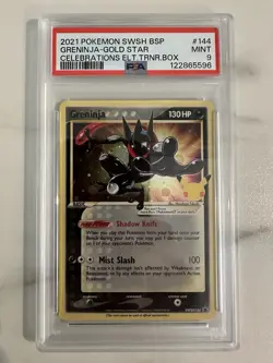 2021 Celebrations Greninja Gold Star ETB Promo #144 Pokemon Card PSA 9 - Image 1