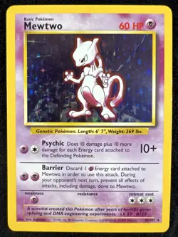 Mewtwo 10/102 Holo Rare Base Set WOTC Pokemon Card - LP/MP - Image 1