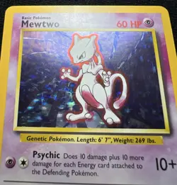 Mewtwo 10/102 Holo Rare Base Set WOTC Pokemon Card - LP/MP - Image 4