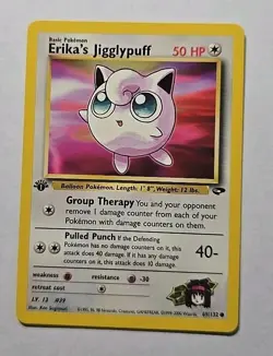 Erika's Jigglypuff 69/132 1ST Edition Gym Challenge - Pokemon Card NM - Image 1