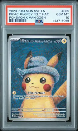 2023 POKEMON SVP EN-SV BLACK STAR PROMO #085 PIKACHU WITH GREY FELT HAT PSA 10 - Image 1