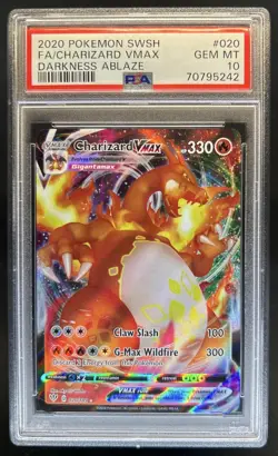 2020 Pokemon SWSH Darkness Ablaze Charizard VMAX Full Art #020/189 PSA 10 - Image 1