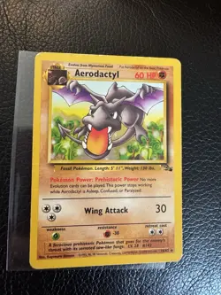 Pokemon TCG #142 Aerodactyl Rare Unlimited Fossil Set 16/62 LP - Image 1