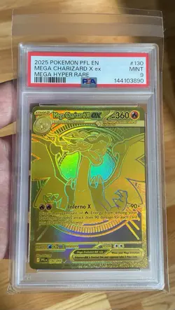 2025 Pokemon Mega Charizard X ex 130/094 PFL Hyper Rare Gold Holo PSA Mint 9 - Image 3