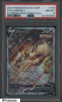 2021 Pokemon SWSH BSP Flareon Vmax Premium Collection #179 FA Flareon V PSA 8 - Image 1