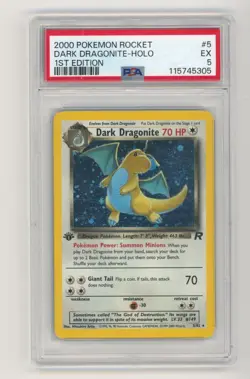 DARK DRAGONITE 2000 POKEMON ROCKET 1ST EDITION HOLO 5/82 PSA 5 - Image 1