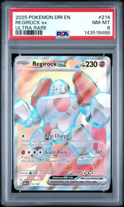 2025 POKEMON DRI EN-DESTINED RIVALS ULTRA RARE #214 REGIROCK EX PSA 8 - Image 1