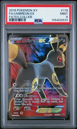 2016 POKEMON XY FATES COLLIDE #119 FULL ART/UMBREON EX PSA 9 - Image 1