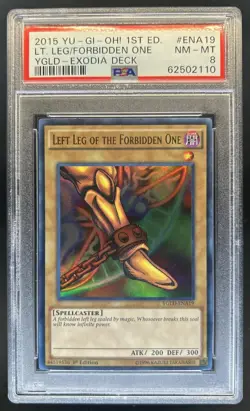 2015 Yu-Gi-Oh! Yugi's 1st Left Leg of the Forbidden One #YGLD-ENA19 PSA 8 - Image 1
