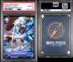 Monkey D.Luffy OP05-119 SEC Alt - 2nd Anniversary Set - One Piece English PSA 10 - Image 1