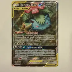 Pokemon TCG Venusaur & Snivy GX SM229 Alternative Art Tag Team Promo Card - Image 1