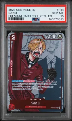 2023 ONE PIECE PREM BANDAI PREM CARD COLL 25TH ED #013 SANJI PSA 10 - Image 1