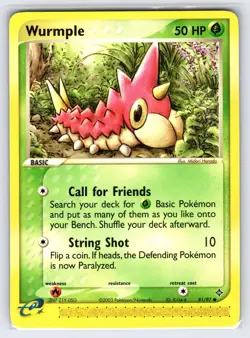 Wurmple 81/97 2003 EX Dragon Pokemon Card Nintendo e-Series Non Holo Common - Nm - Image 1