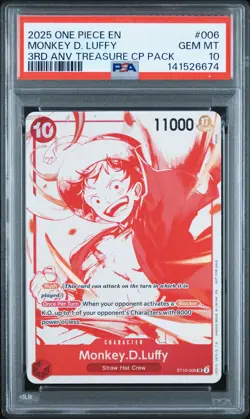 2025 ONE PIECE 3RD ANNIVERSARY! ONE PIECE CARD TREASURE MONKEY D. LUFFY PSA 10 - Image 1