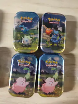 4 Pokemon Mega Evolutions Mini Tin( 2 Booster , Sticker Sheet, Art Card) - Image 1
