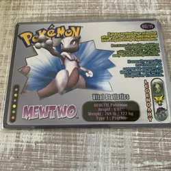 WENDY'S -MEWTWO Promo POKEMON Laminated 2002 Rare Trading Card 03/15 - Image 3