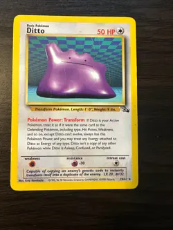 Ditto Fossil 18/62 Rare Vintage Pokemon TCG Card - Image 1