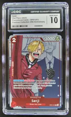 2022 One Piece Premium Card Collection 25th Anniversary Sanji Promos CGC 10 A PT - Image 1