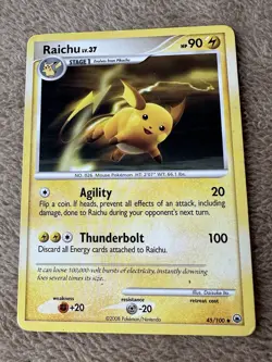 2008 Pokemon TCG Majestic Dawn Raichu Lv.37 Hp 90 Non Holo Card 45/100 LP/MP - Image 1