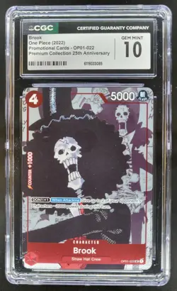 2022 One Piece Premium Card Collection 25th Anniversary Brook Promos CGC 10 B PT - Image 1