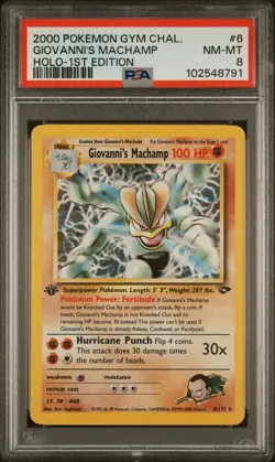 2000 POKEMON GYM CHALLENGE HOLO-1ST EDITION #6 GIOVANNI'S MACHAMP PSA 8 - Image 1