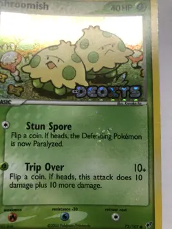 Pokemon TCG Shroomish EX Deoxys 72/107 Reverse Holo DAMAGED Plz See Description - Image 2