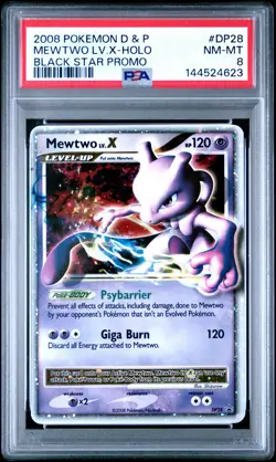 2008 POKEMON DIAMOND & PEARL BLACK STAR PROMO #DP28 MEWTWO LV.X-HOLO PSA 8 - Image 1