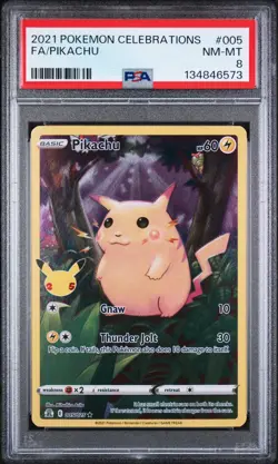 PSA 8 2021 POKEMON CELEBRATIONS FULL ART/PIKACHU 005 - Image 1