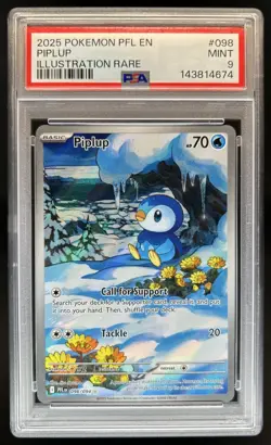 2025 Pokemon Phantasmal Flames Piplup Illustration Rare #098/094 PSA 9 - Image 1