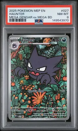 2025 POKEMON MEP MEGA BATTLE DECK PROMO #027 HAUNTER PSA 8 - Image 1