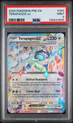 2025 POKEMON PRE EN-PRISMATIC EVOLUTIONS #092 TERAPAGOS EX PSA 9 - Image 1