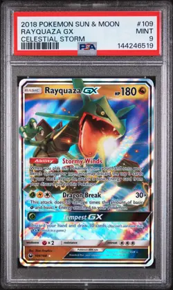 2018 POKEMON SUN & MOON CELESTIAL STORM #109 RAYQUAZA GX PSA 9 - Image 1