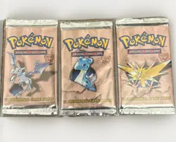 Pokemon Fossil Wizards Of The Coast Lot Of 3 Booster Packs Sealed Box Fresh - Image 1