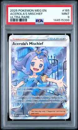 2025 POKEMON MEG EN-MEGA EVOLUTION ULTRA RARE #165 ACEROLA'S MISCHIEF PSA 9 - Image 1