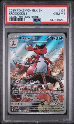 2025 POKEMON BLK EN-BLACK BOLT ILLUSTRATION RARE #137 KROOKODILE PSA 10 - Image 1