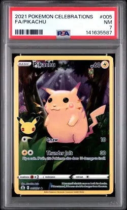 2021 POKEMON CELEBRATIONS #005 FULL ART/PIKACHU PSA 7 - Image 1