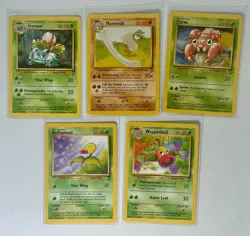 Pokemon Base Set 2 Grass evolution Ivysaur Weepinbell Bellsprout Paras Marowak - Image 1
