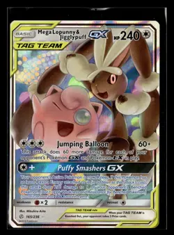 2019 Pokemon Mega Lopunny & Jigglypuff GX 165/236 Sun & Moon Cosmic Eclipse Holo - Image 1