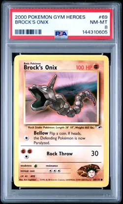 2000 POKEMON GYM HEROES #69 BROCK'S ONIX PSA 8 - Image 1