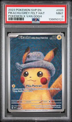 2023 POKEMON SVP POKEMON X VAN GOGH #085 PIKACHU WITH GREY FELT HAT PSA 9 - Image 1
